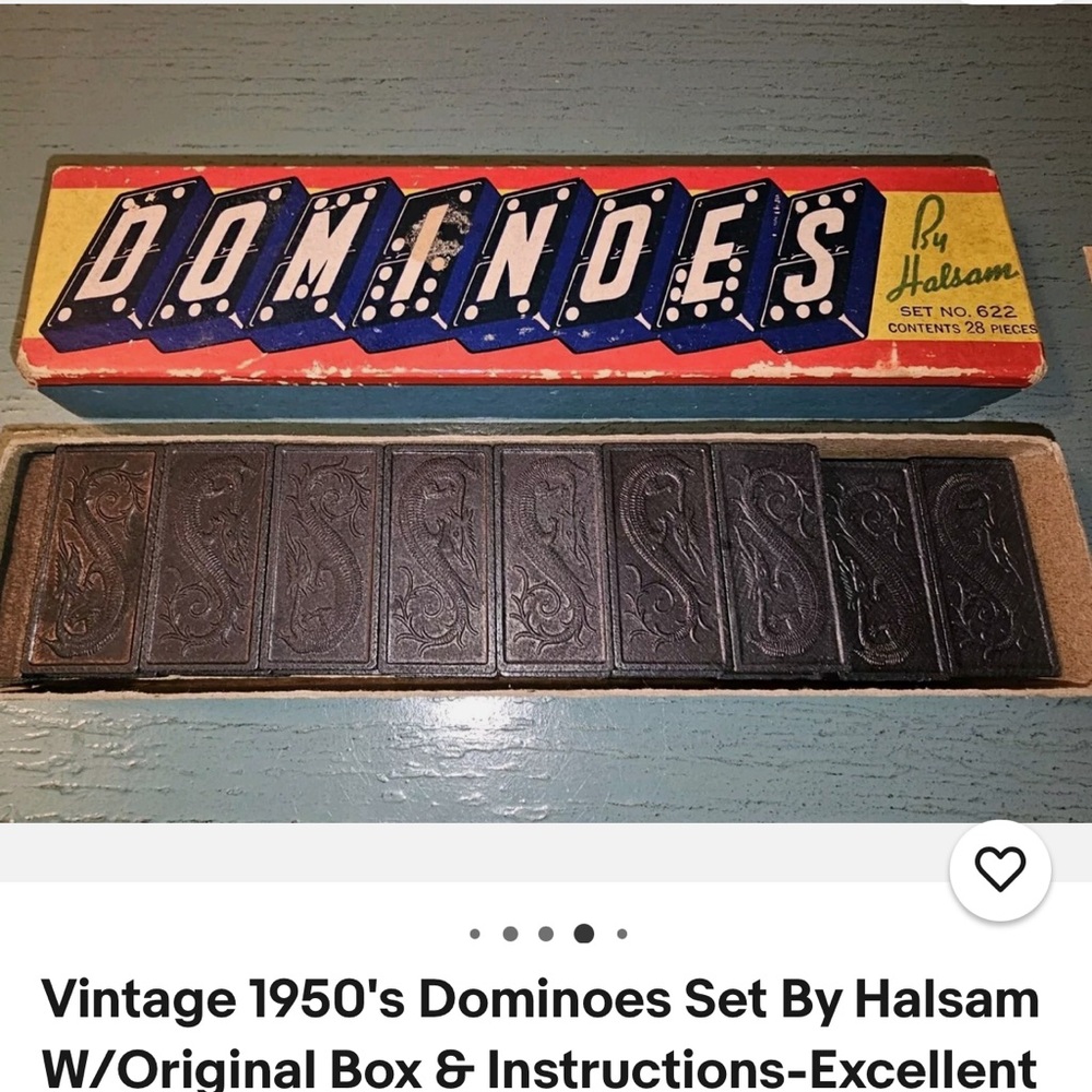 VINTAGE 1950’s Halsam Dominoes Set with Box